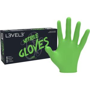 image:imageL3 Level 3 Nitrile Gloves  Professional Heavy Duty Disposable Gloves  Latex Free  Fits Snug  Box of 100Lime