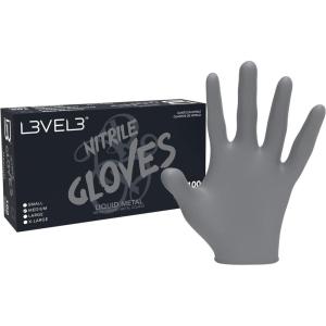 image:imageL3 Level 3 Nitrile Gloves  Professional Heavy Duty Disposable Gloves  Latex Free  Fits Snug  Box of 100Silver