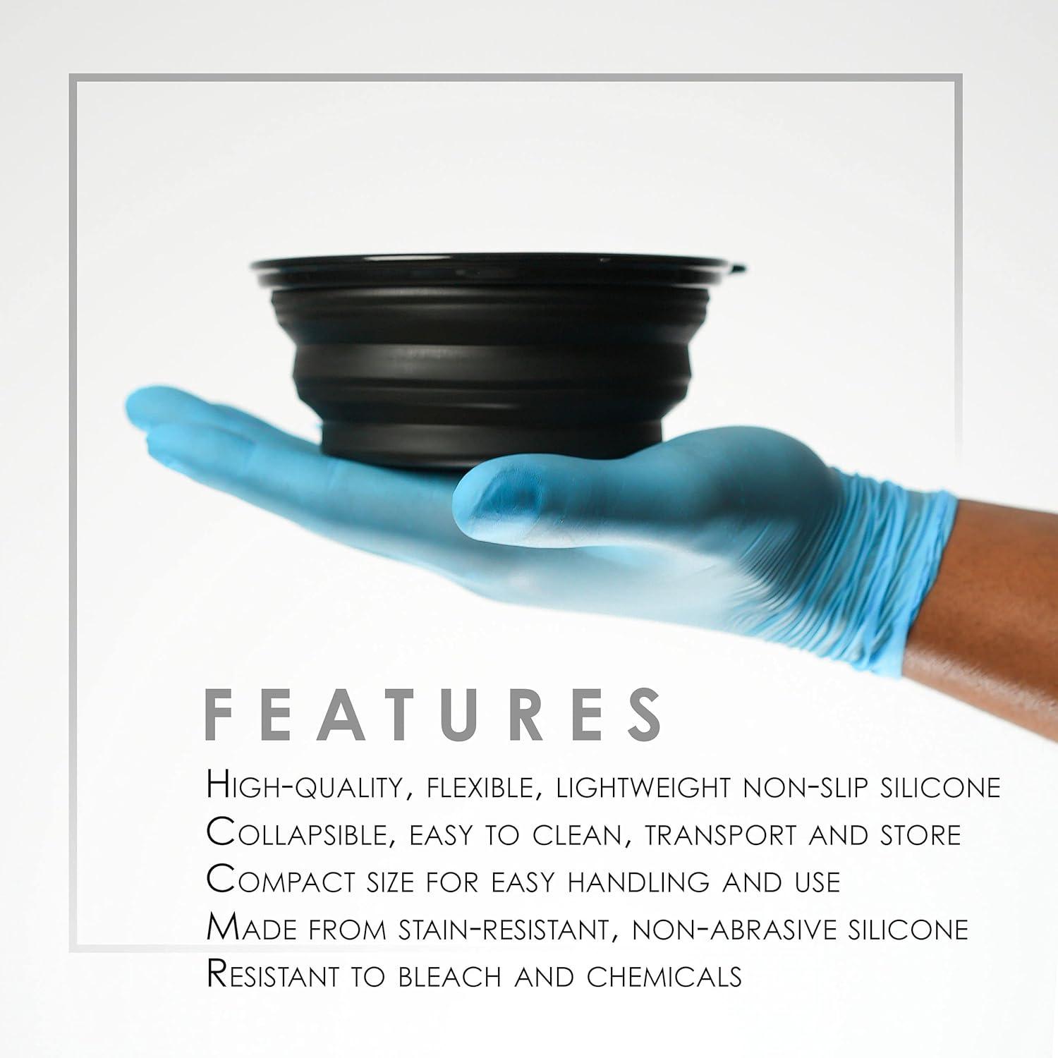 image:imageL3  Level 3 Collapsible Tint Bowl  Use for Mixing Dying and All Coloring Needs  Resistant to Bleach and Chemicals  Compact Size for Easy Use BlackBlack