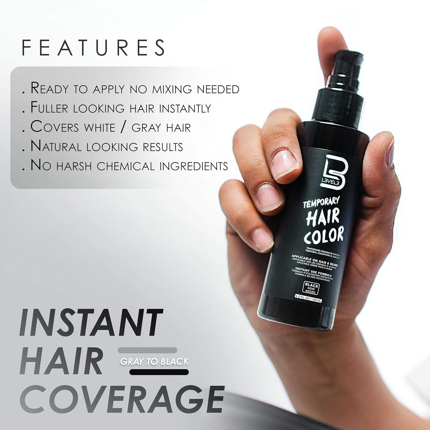 image:imageLevel 3 Temporary Hair Color Tint Brush Set amp Black Tint Bowl Kit  Use for Mixing Dying and All Coloring Needs  For Black Hair Beards  Full Beard in Minutes  Easy to Apply
