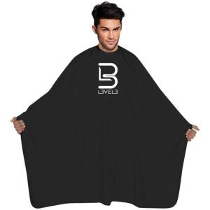 image:imageL3 Level 3 Black Cape  Universal Size  Comfortable with Adjustable Neck Closure  for Barbers and Hair Stylist