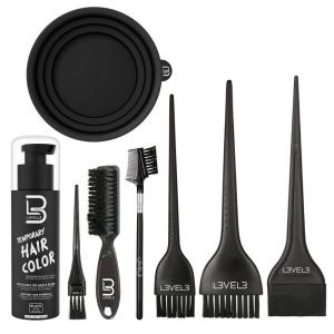 image:imageLevel 3 Temporary Hair Color Tint Brush Set amp Black Tint Bowl Kit  Use for Mixing Dying and All Coloring Needs  For Black Hair Beards  Full Beard in Minutes  Easy to Apply