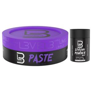 image:imageL3  Level 3 Paste  LongLasting Hold  Improves Strength and Volume of Hair  Protects Against Hair Damage  Level Three Men Styling Product Sample Powder Included Paste