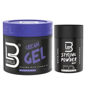 image:imageL3 Level 3 Cream Gel  Provides Volume and Medium Hold  With Vitamins to Nourish and Protect Hair Level Three Mens Hair Styling Cream Sample Powder Included LargeMedium Cream Gel with Powder