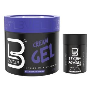 image:imageL3 Level 3 Cream Gel  Provides Volume and Medium Hold  With Vitamins to Nourish and Protect Hair Level Three Mens Hair Styling Cream Sample Powder Included LargeLarge Cream Gel with Powder
